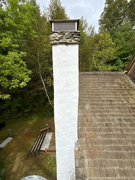 Multiple Flue Cap - Refurbished Stucco Chimney